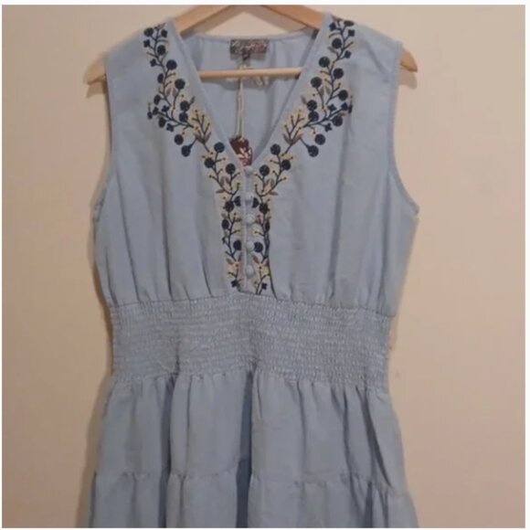 J.Lee blue embroidery A-Line Maxi Dress - Picture 2 of 8